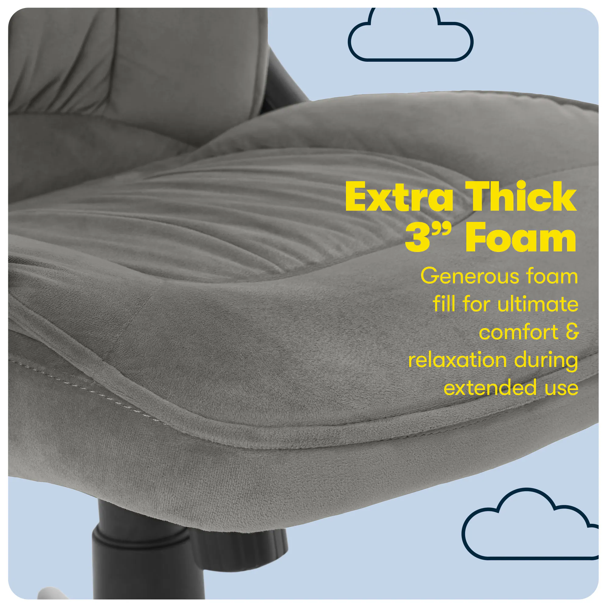 Alt View 15. Serta - Ergonomic Executive Office Chair with Lumbar Support Headrest Pillow Padded Armrests Swivel Soft Microfiber Fabric - Soft Plush - Gray.