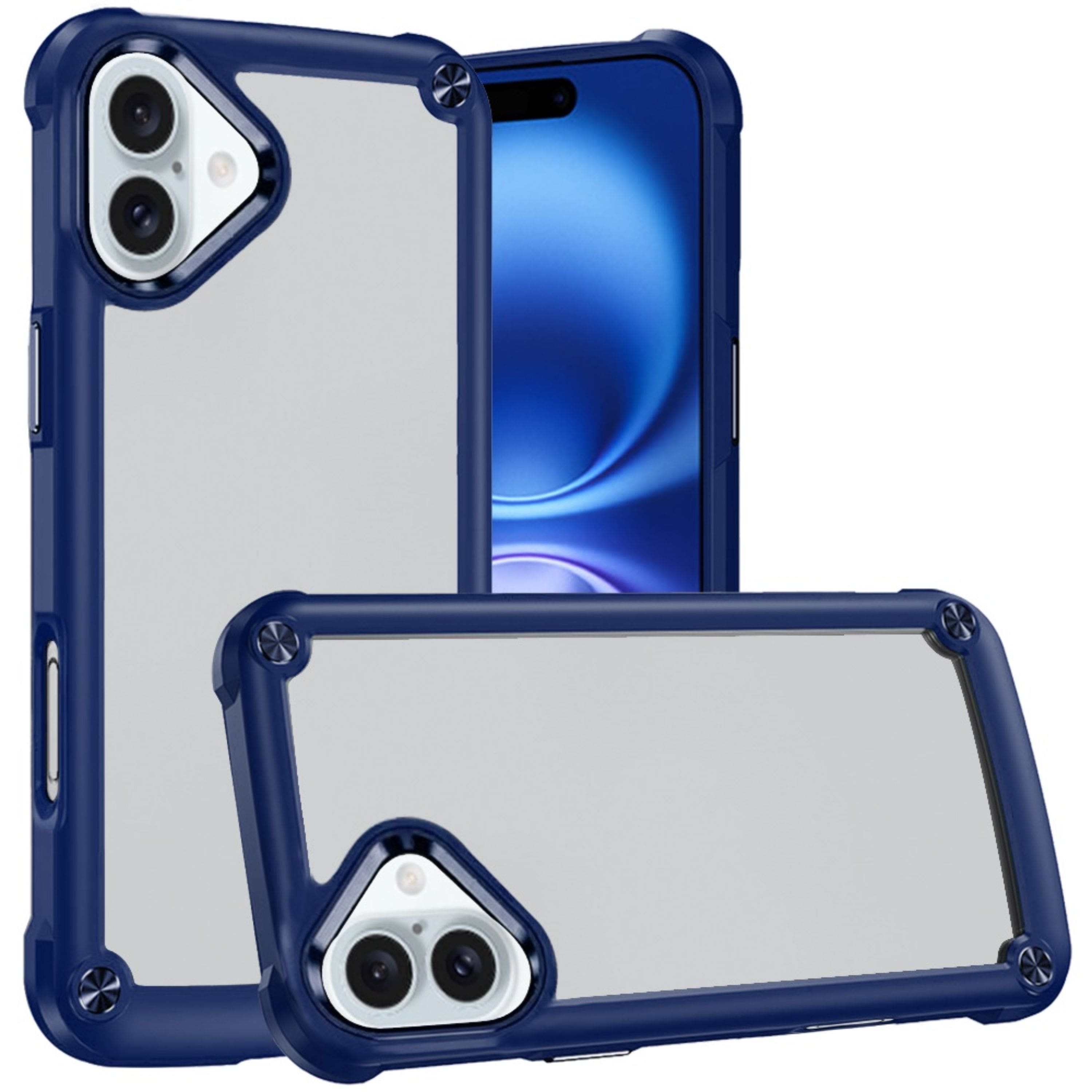 Kitcheniva - Hybrid Metal Button Raised Camera Case With Tempered Glass For iPhone 16 - Blue price history on PriceWatchPro