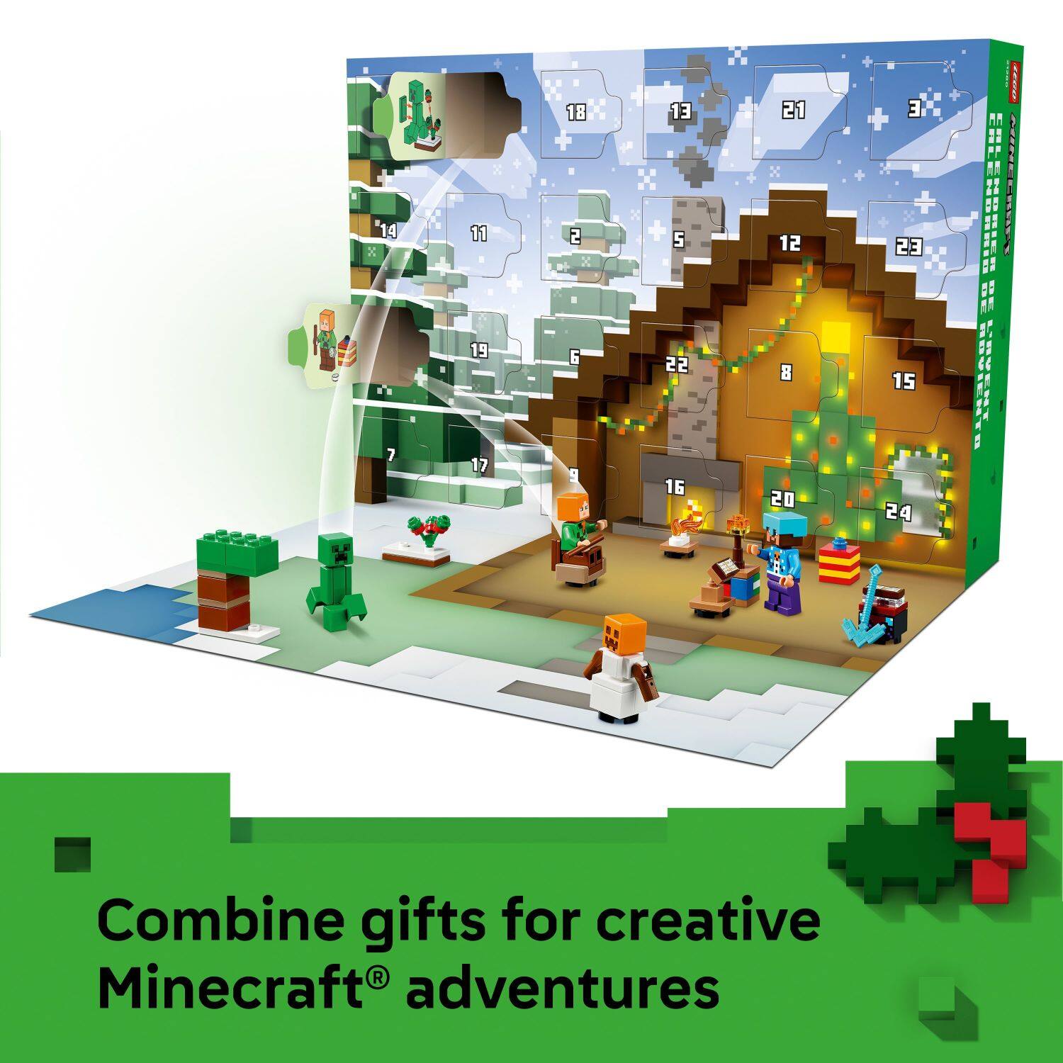 14 X 7 11 19 17 18 2 D 6 9 13 + 5 22 16 21 12 8 20 H E E + 23 15 24 | | ! | RRUE | SIRECRELL E DE BEVIENTE NUEST I

Combine gifts for creative Minecraft® adventures