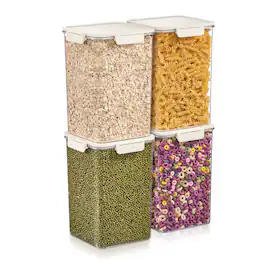 Sorbus - 4 Pack Airtight Food Storage Containers - Stackable Pantry Canister with Secure Lid for Rice, Cereal, Flour - Clear