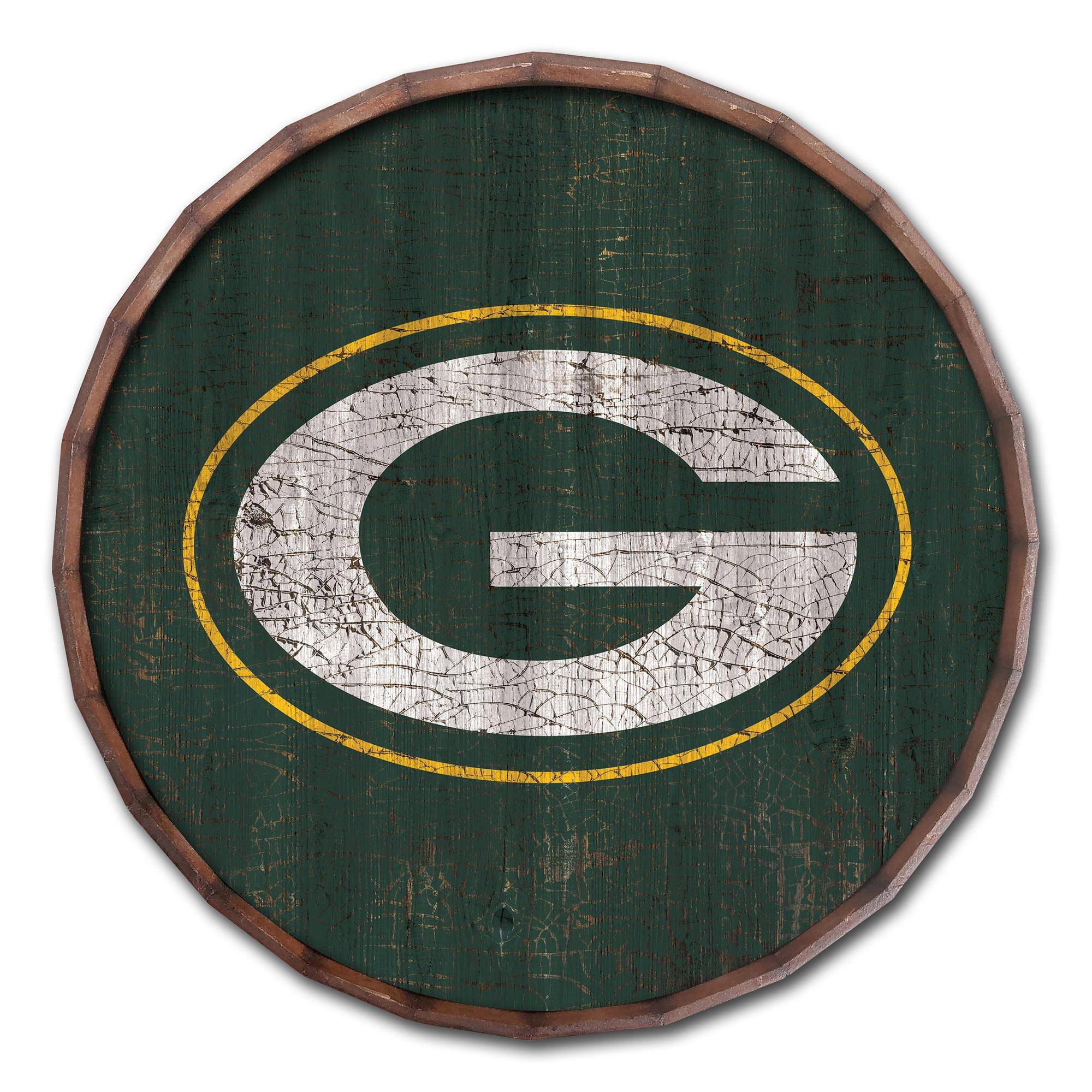 Green Bay Packers 24" Cracked Color Barrel Top Sign