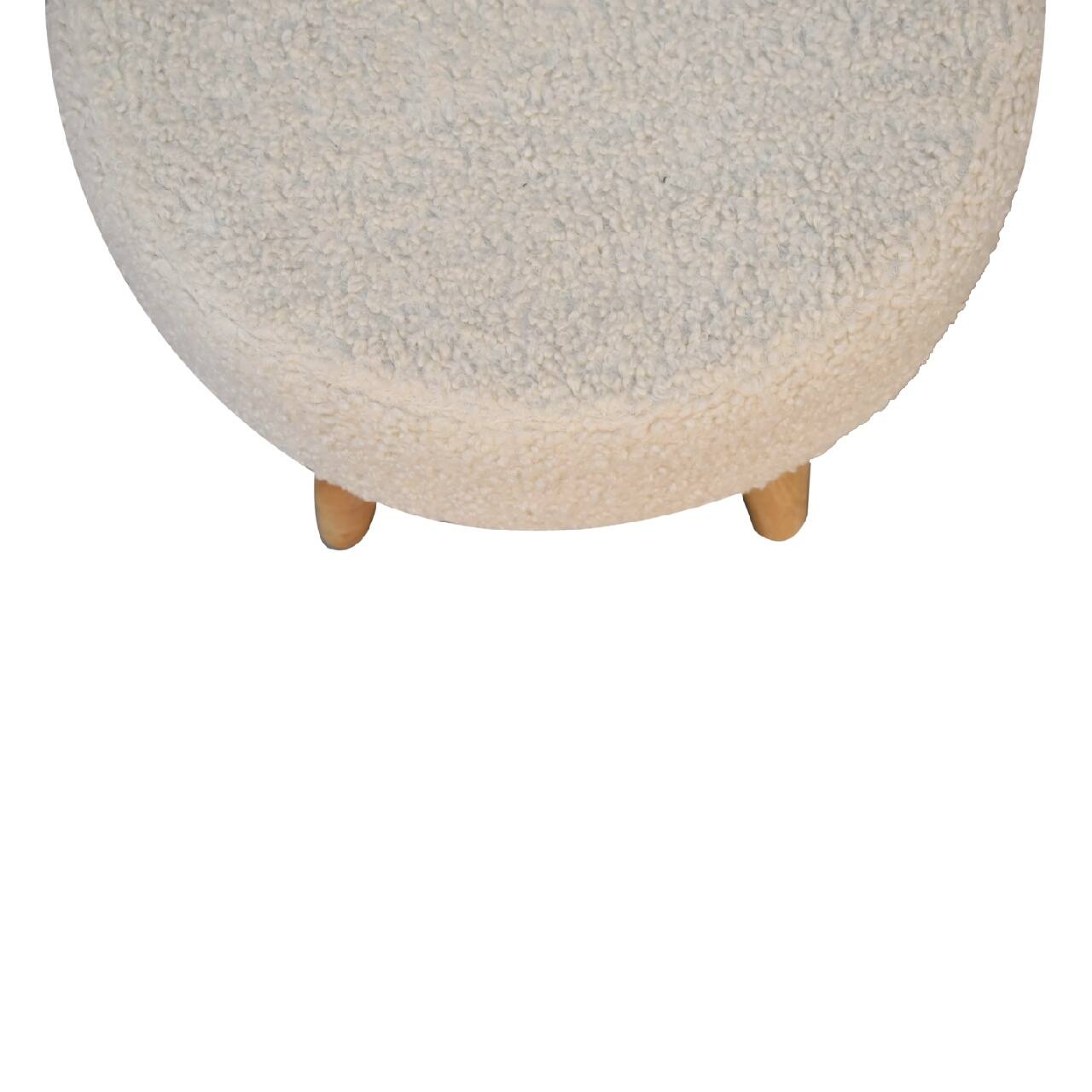Alt View 1. Artisan Furniture - Artisan Furniture Solid Wood Cream Boucle Petite Footstool - Brown.