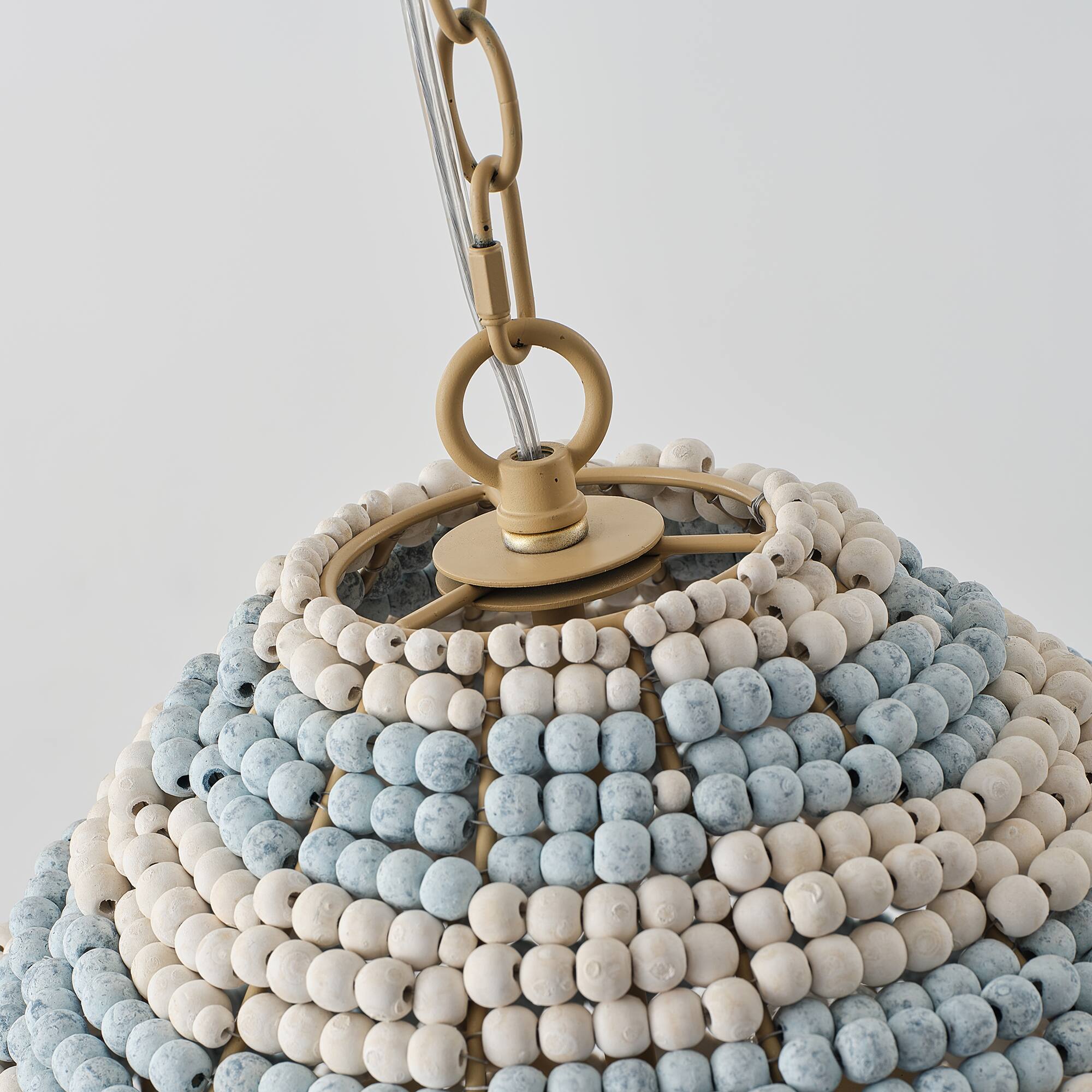 Alt View 7. Parrot Uncle - 15.7" Boho Wood Beaded 2-Light Adjustable Pendant Light for Dining Room and Kitchen Island - White,Blue.