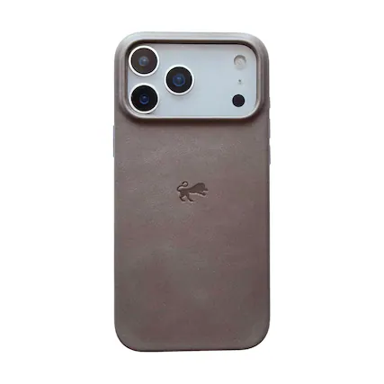 Front. LUMAZI - Full Grain Leather MagSafe iPhone 17 Pro Case - Storm Grey.