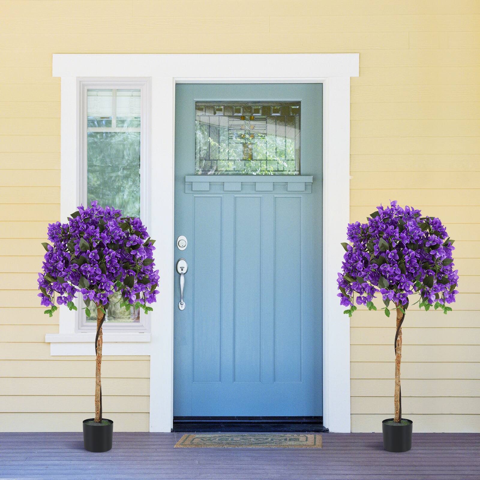 Alt View 9. Gymax - Gymax 53'' Artificial Azalea Tree Faux Floral Plant w/ Red Azalea Flowers Nursery Pot - Green, Purple.