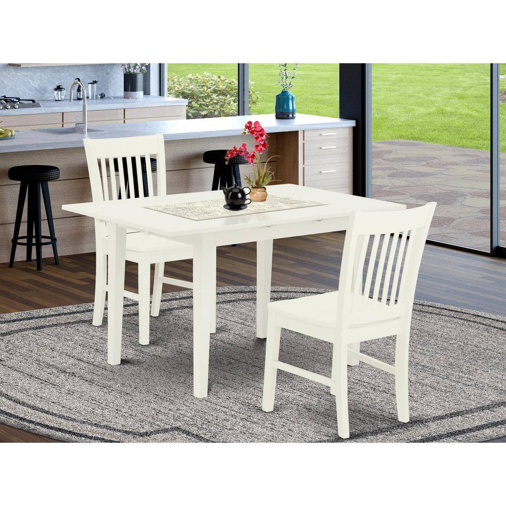 Left. East West Furniture - Dining Table- Dining Chairs - Brown.