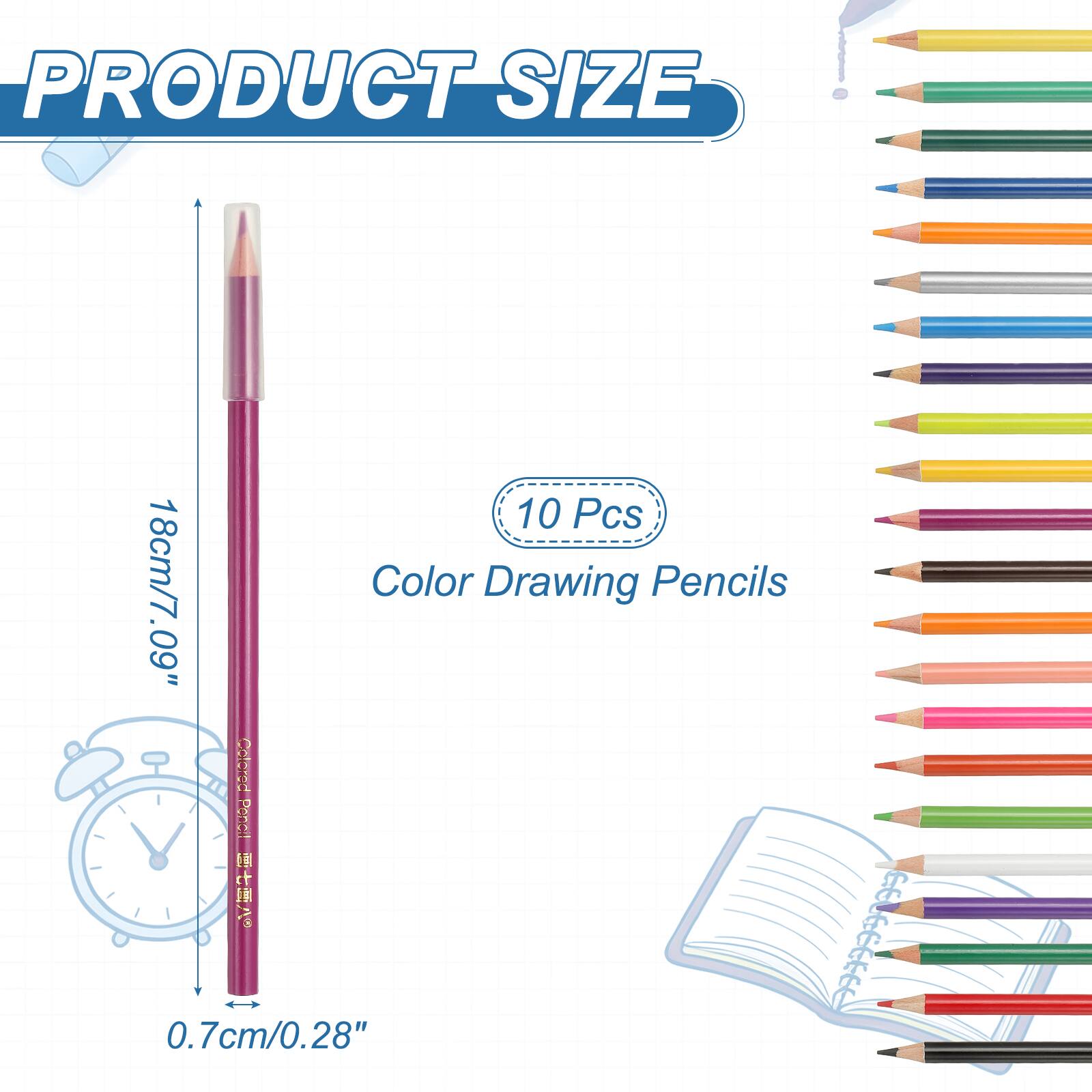 PRODUCT SIZE 10 Pcs 18cm/7.09" Color Drawing Pencils 0.7cm/0.28"