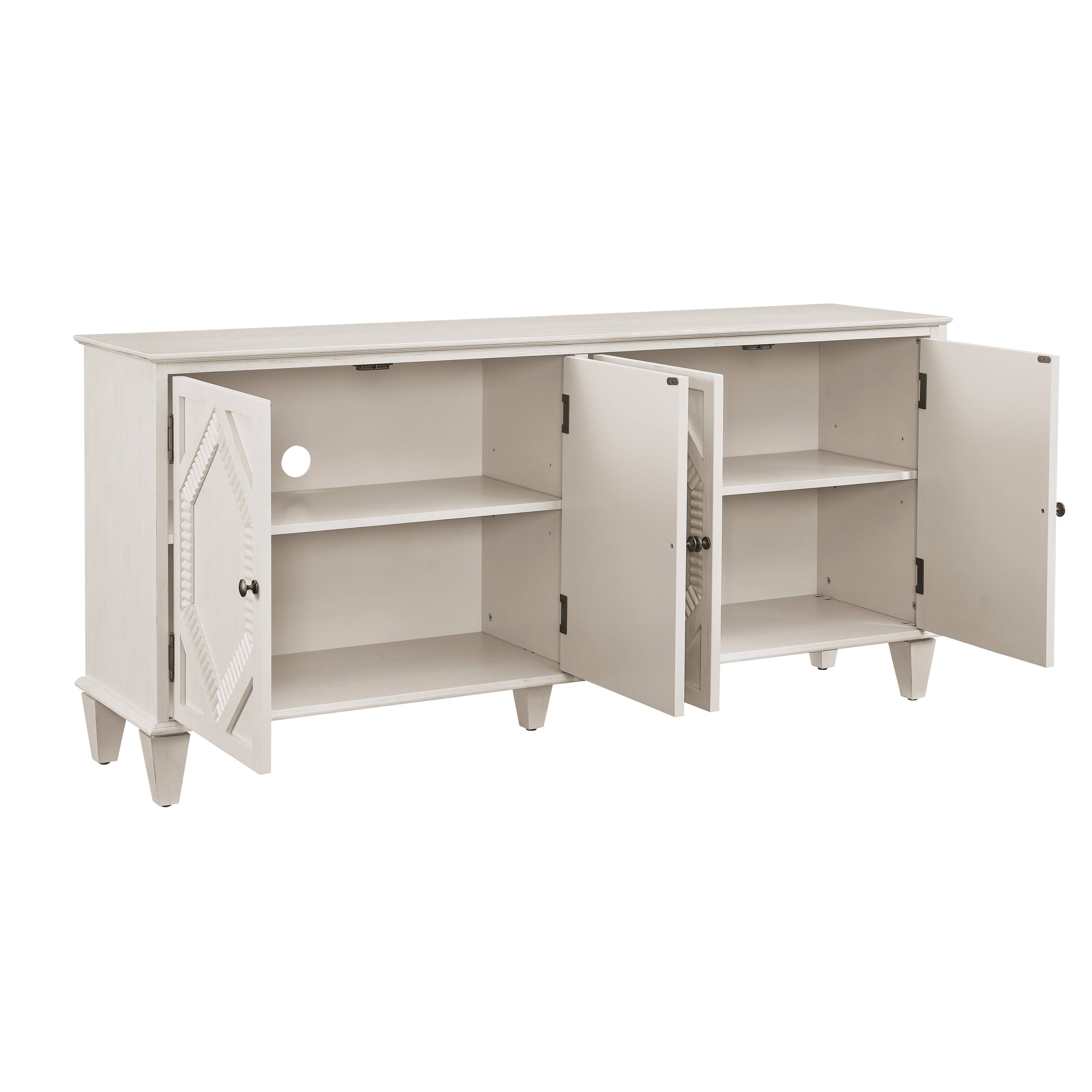 Alt View 1. Lirago - Mid-Century Modern Sideboard​​ 15.75"D x 65.55"W x 30.2"H Black Decorative Storage Cabinet Large Console Table - White.