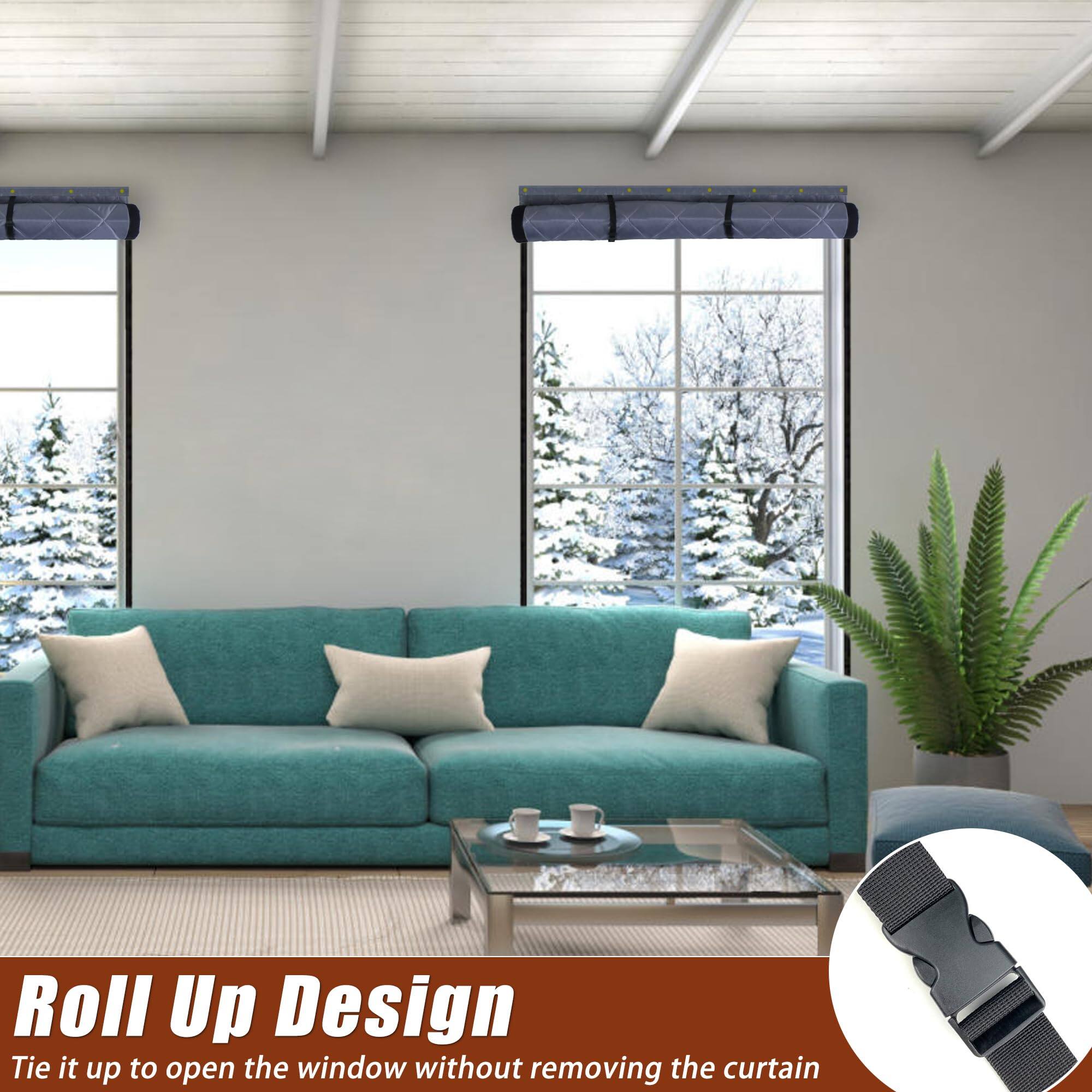 Roll Up Design  
Tie it up to open the window without removing the curtain