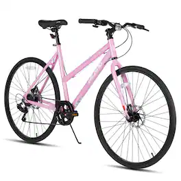 HILAND - Velo 700C Hybrid Bike - City Bicycle for Men Women - M Size - Pink