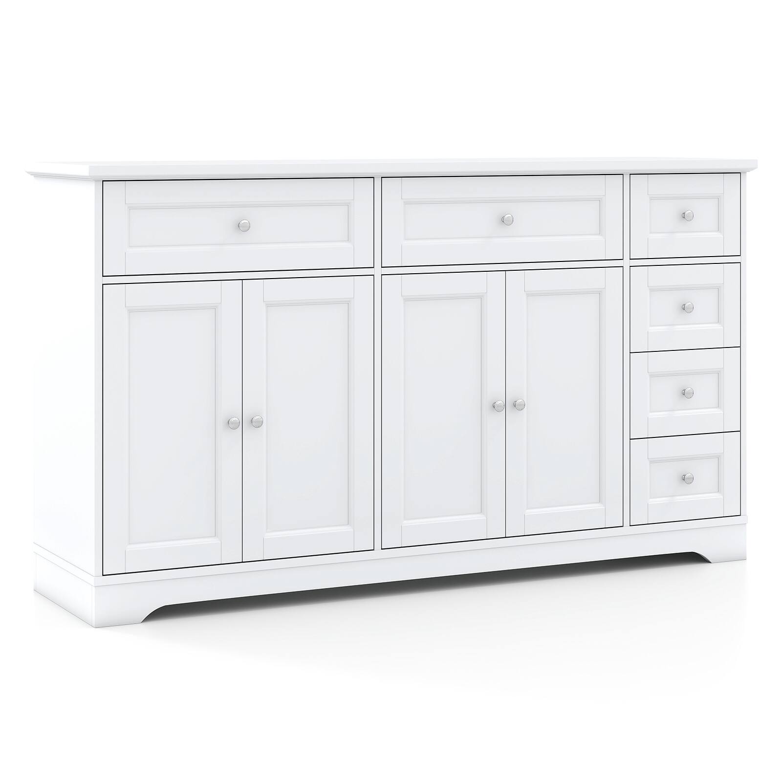 Alt View 9. Gymax - Gymax 59'' Large Storage Cabinet Buffet Sideboard w/ 4 Doors & 6 Drawers White - White.