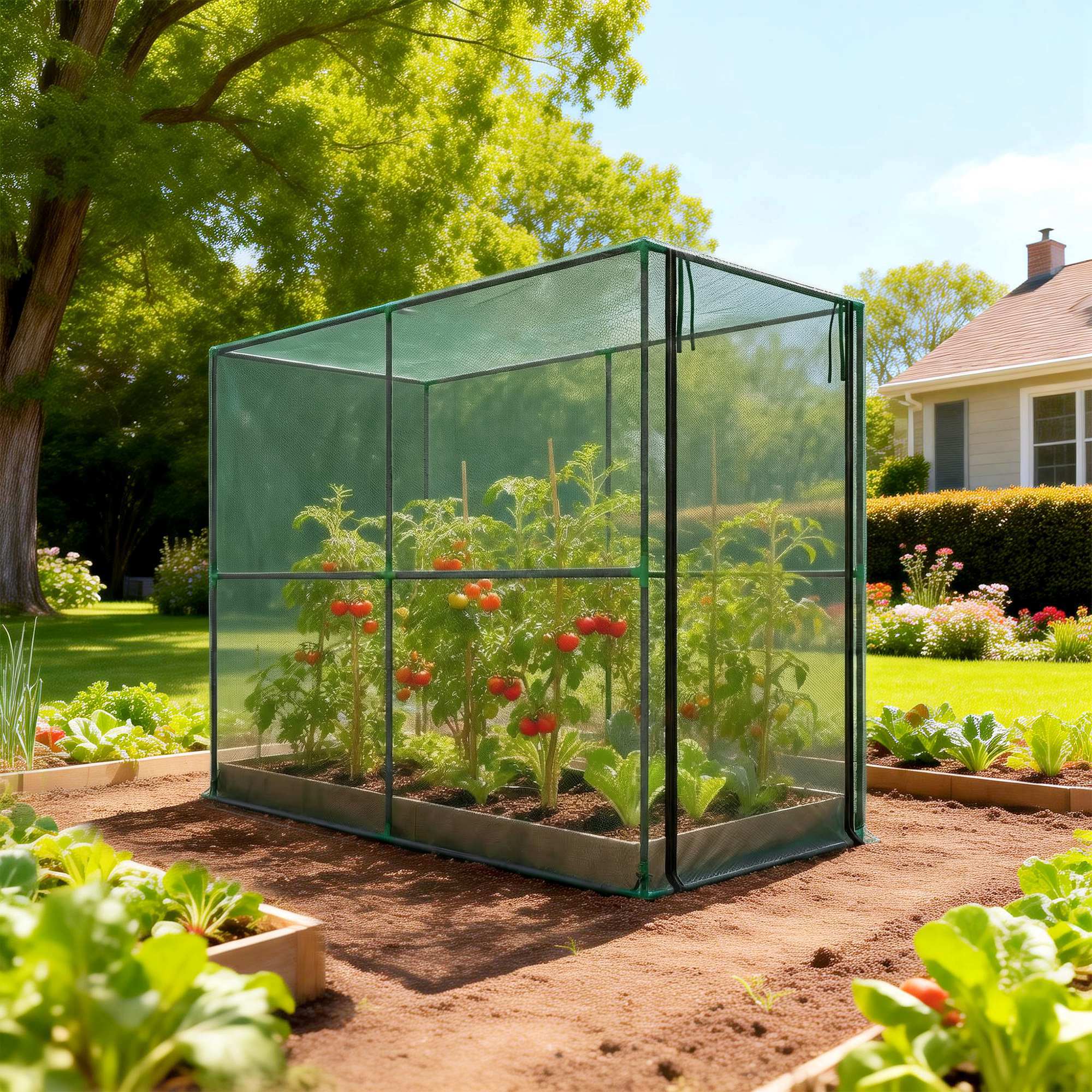 Alt View 8. Outsunny - Cage, Plant Protection Tent with Zippered Door - Green.