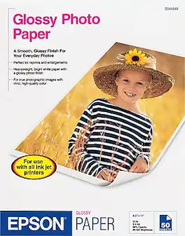 Epson - Glossy Photo Paper, 8.5" x 11", 20 Sheets/Pack - White