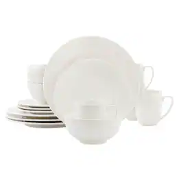 Elama - Ophelia 16 Piece Stoneware Dinnerware Set - White