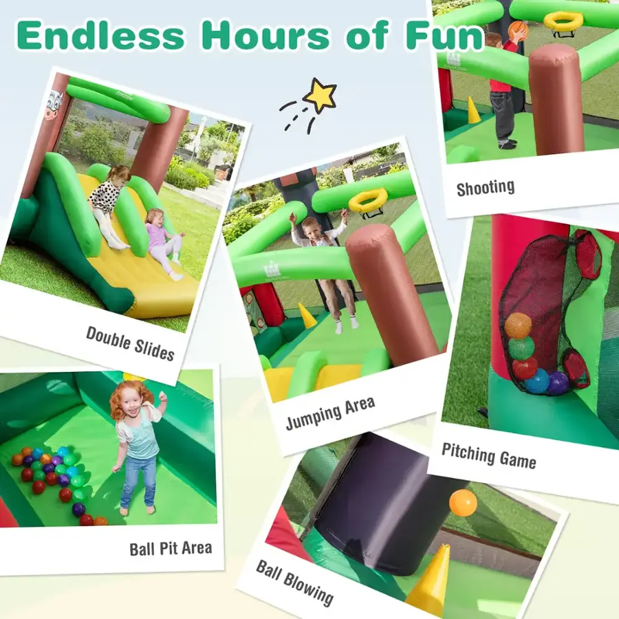 Endless Hours of Fun:

1. Double Slides Area
2. Jumping Area
3. Pitching Game Area
4. Ball Pit Area
5. Ball Blowing Area