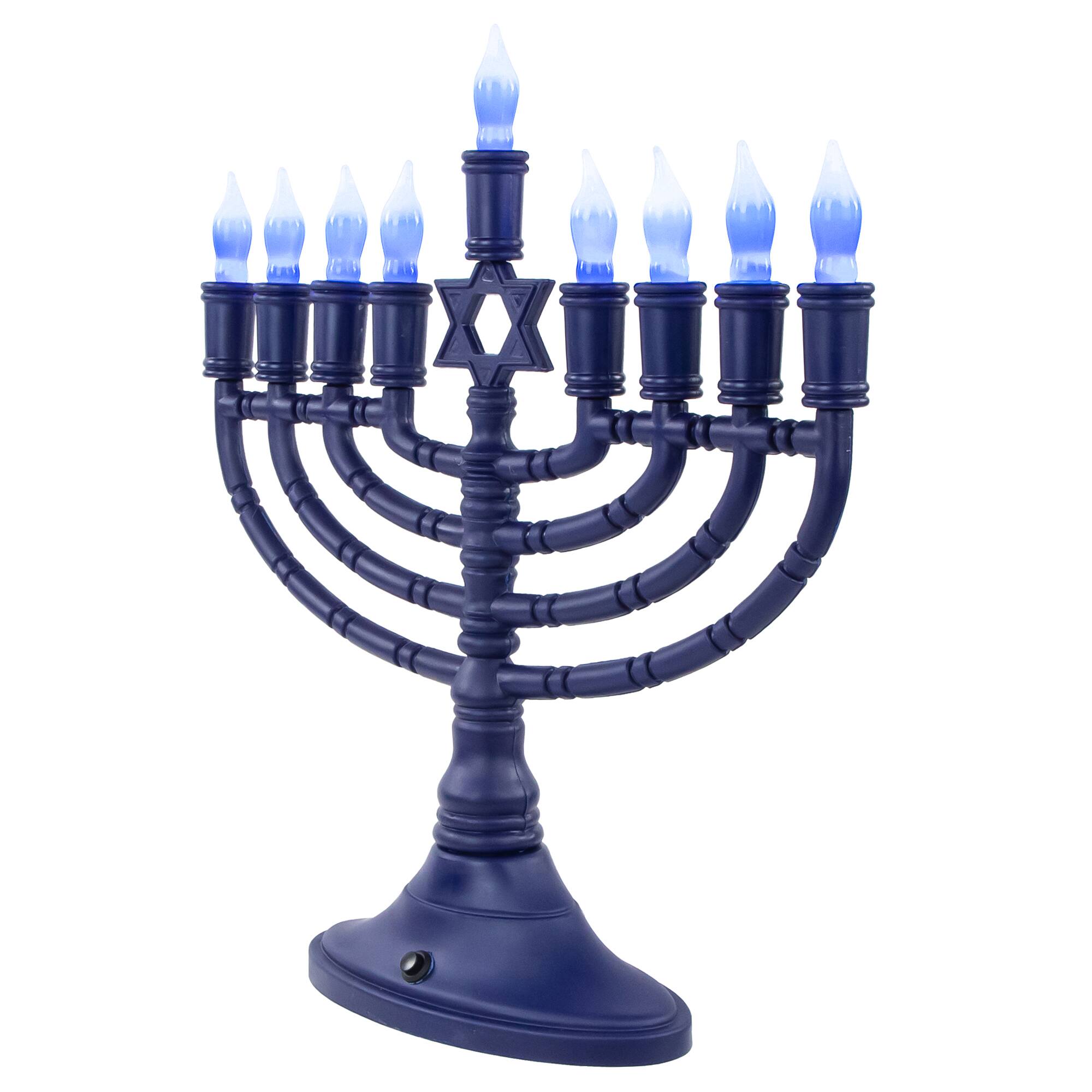 Alt View 2. Rite Lite - 15" Premium Blue Large LED Electric Menorah with Sequential Lighting - Blue.