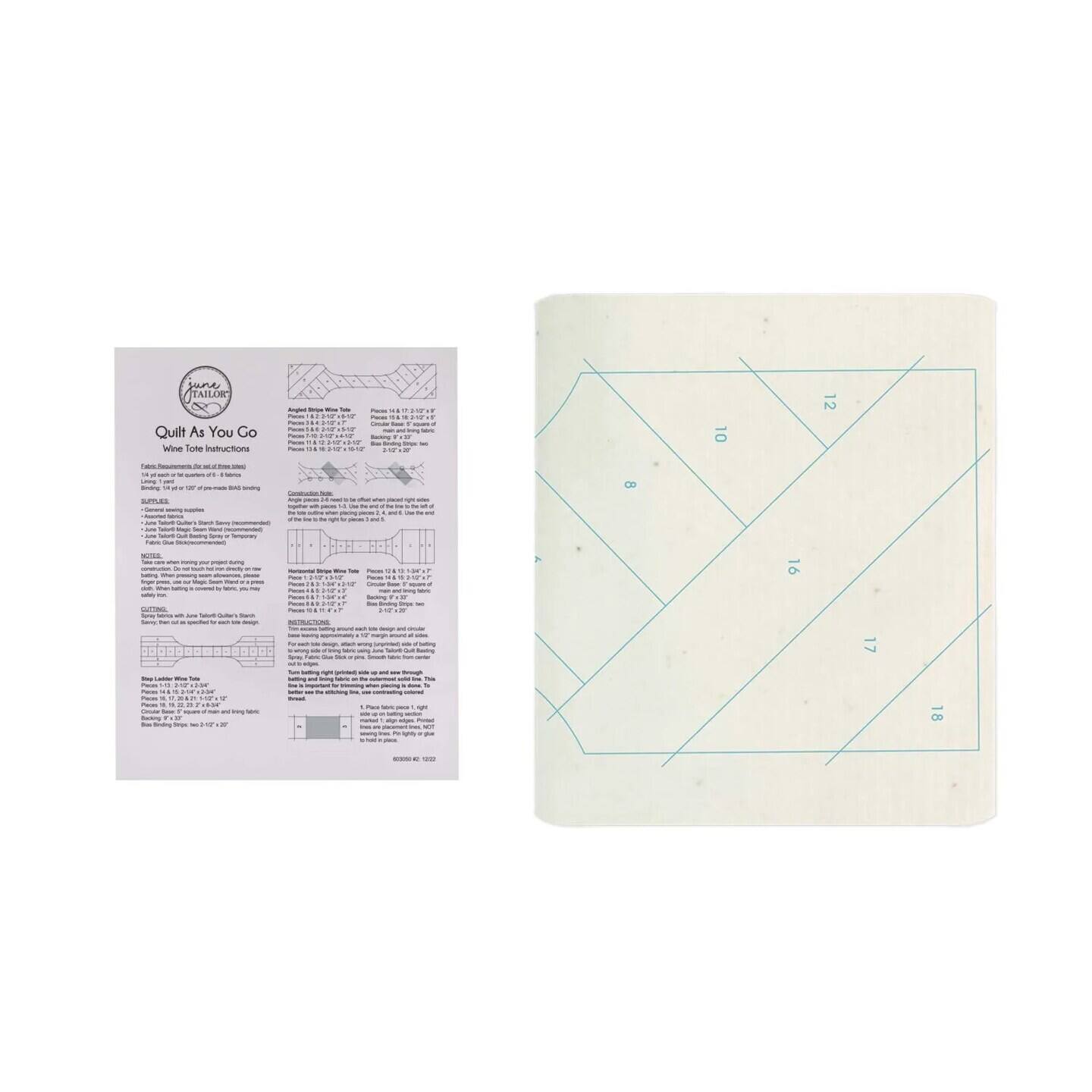 Quilt As You Go Wine Tote Instructions - 10 12 - 8 - 16 - 17 - 18 -