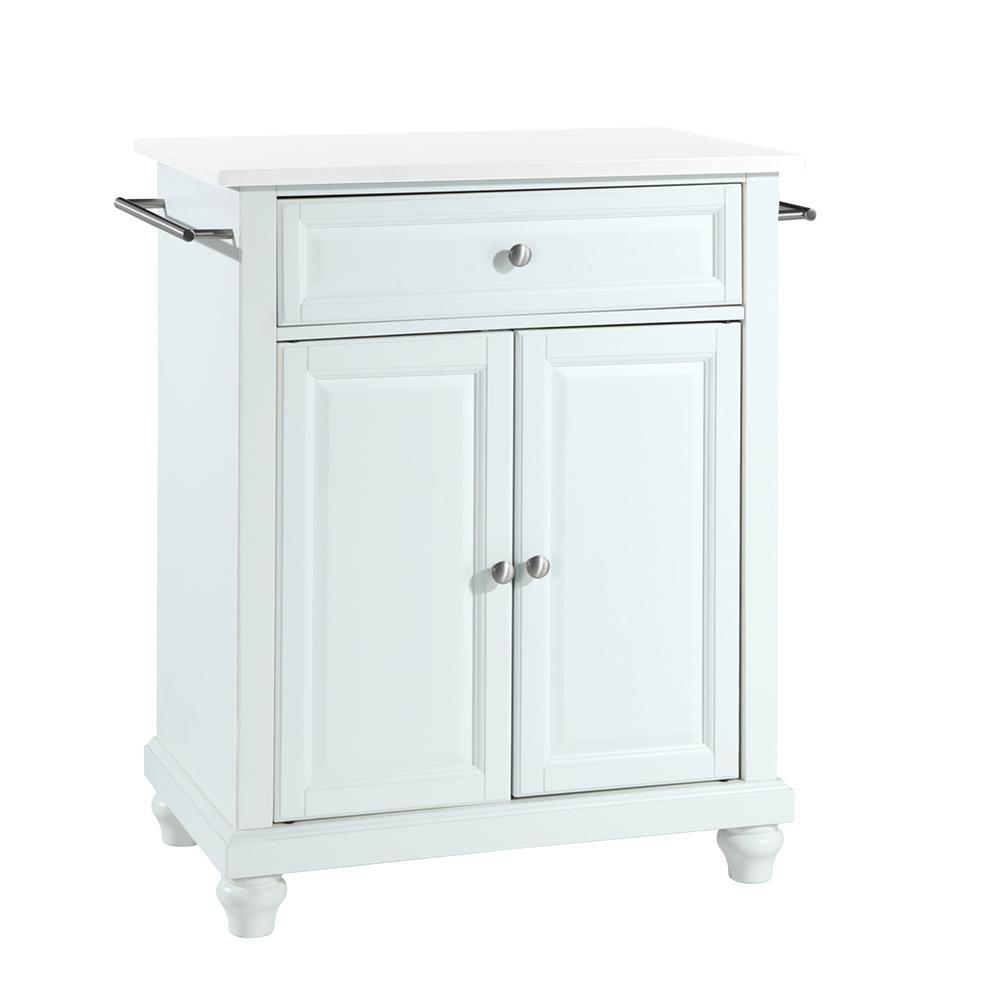 Back. Crosley Furniture - Cambridge Stone Top Portable Kitchen Island/Cart - White.