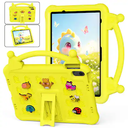 Front. UUCOVER - Kids Case for iPad (A16) 11" 2025/ iPad 10th Gen 10.9" 2022 Shockproof EVA Handle Stand DIY Decorative Accessories Cover - Yellow.