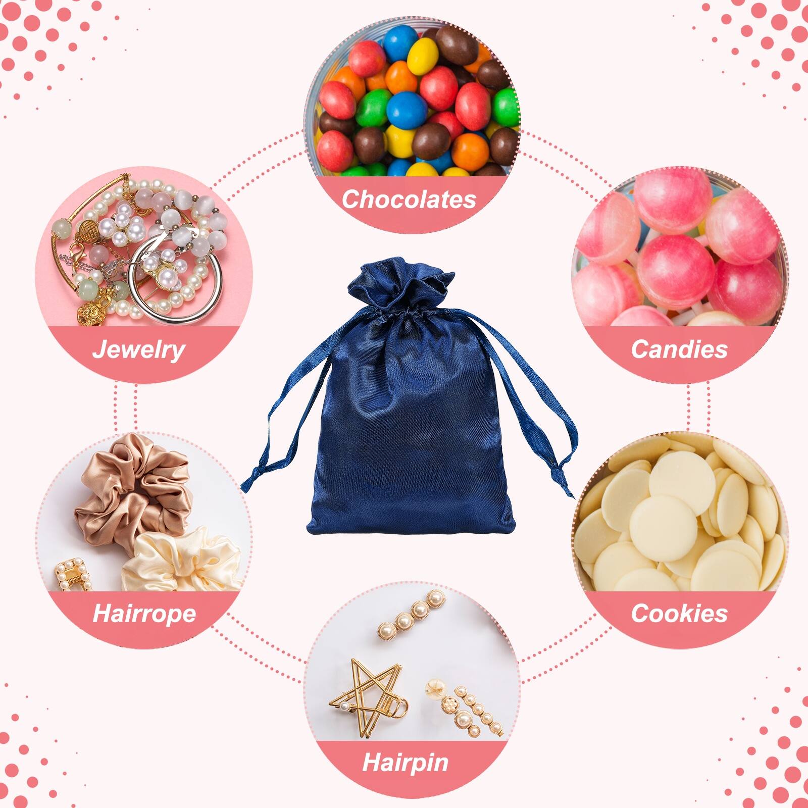 Chocolates, Jewelry, Candies, Hairrope, Cookies, Hairpin