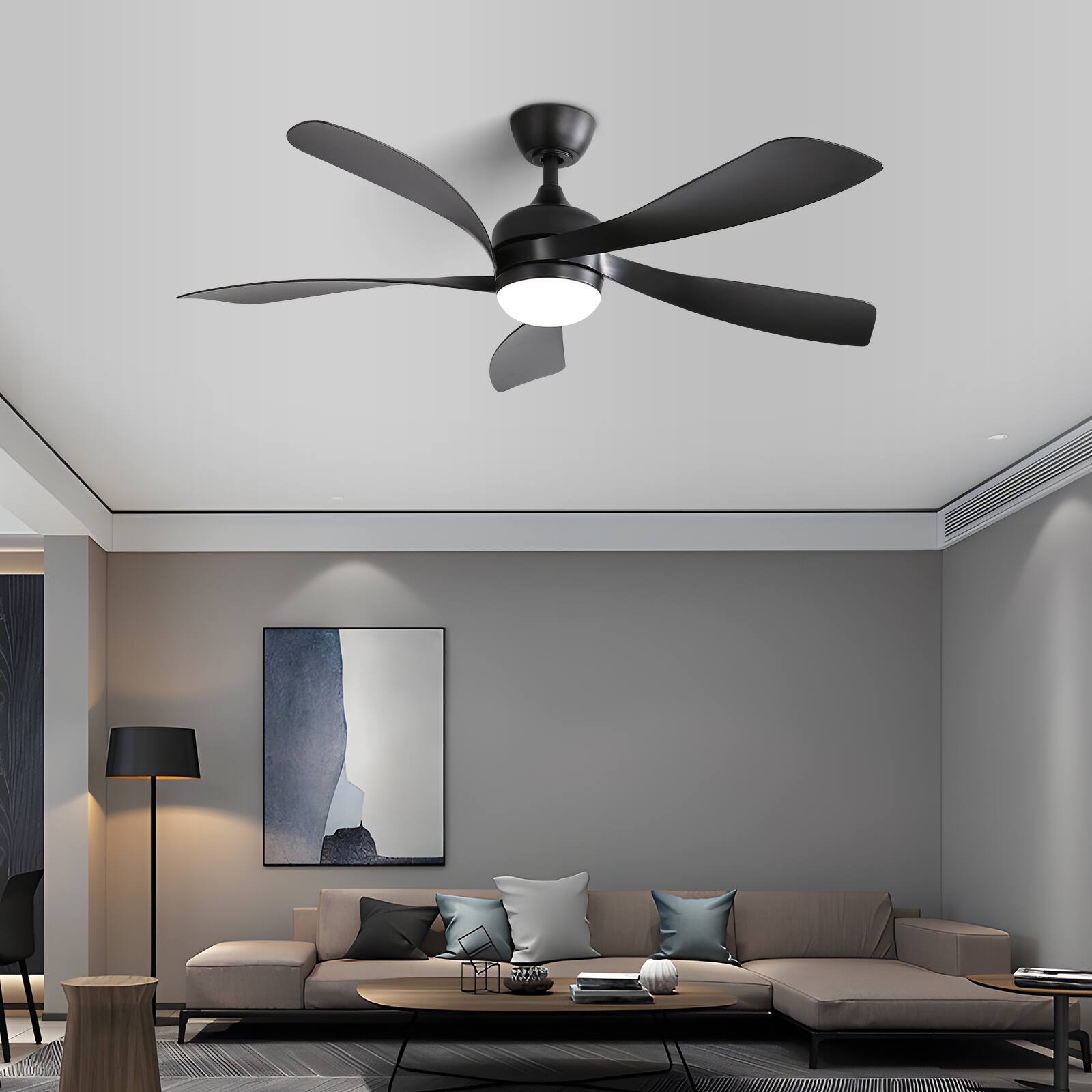 Alt View 5. Sofucor - Black 52" Silent Ceiling Fan 6 Speed Ceiling Fan DC Motor 5 Blades With Remote Control & Lights - Black.