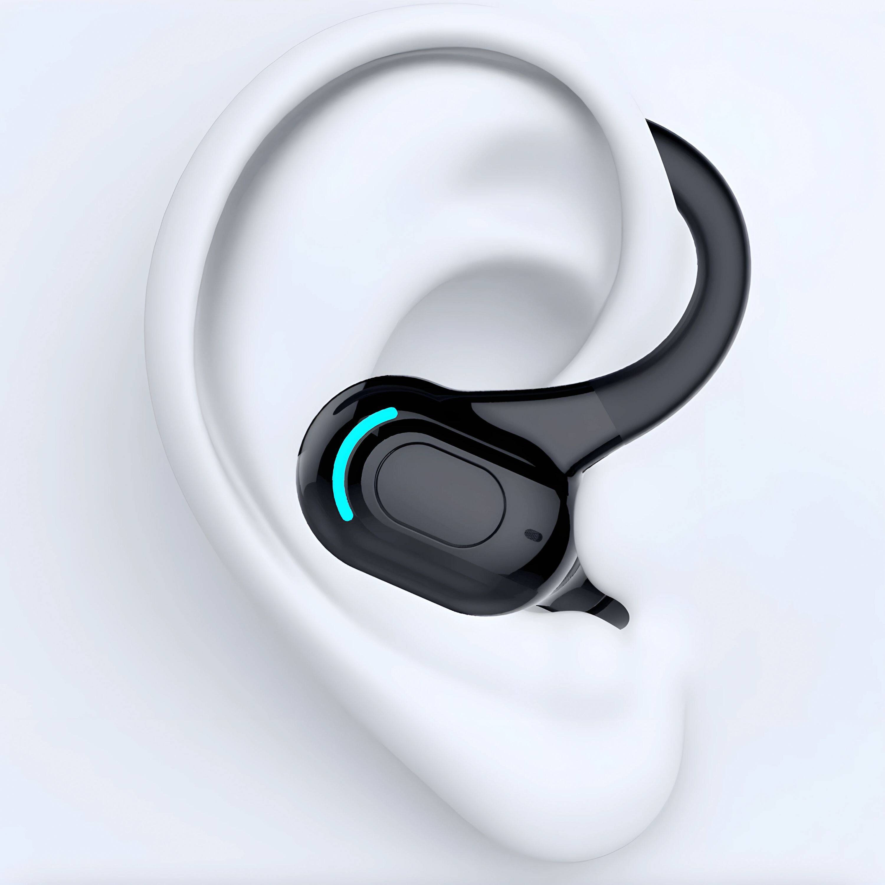 Left. Kitcheniva - Bluetooth 5.1 Headset Wireless Earpiece Stereo Ear Hook - Black.