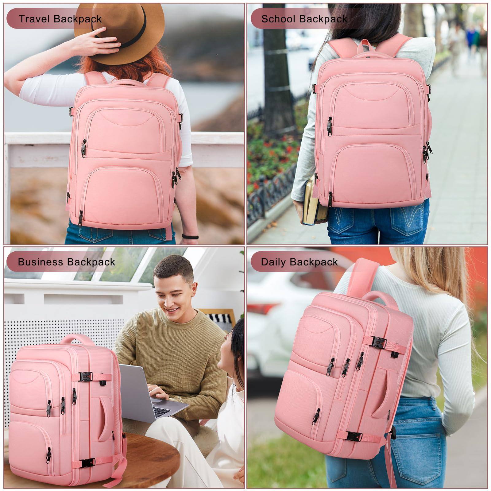 Alt View 4. Stamp n Camp - Travel Backpack For Women  52l Carry On Extra Large Expandable Bag 18 4 Inch Tsa Flight Approved Luggage Personal Item - Purple-18.4 inch (20"x15"x7").