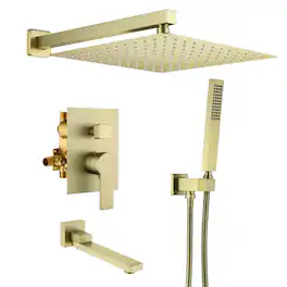 Boyel Living - 12-Inch Rain Shower System Brass SUS304 3-Function Valve Handheld 180° Spout cUPC - Brushed Gold