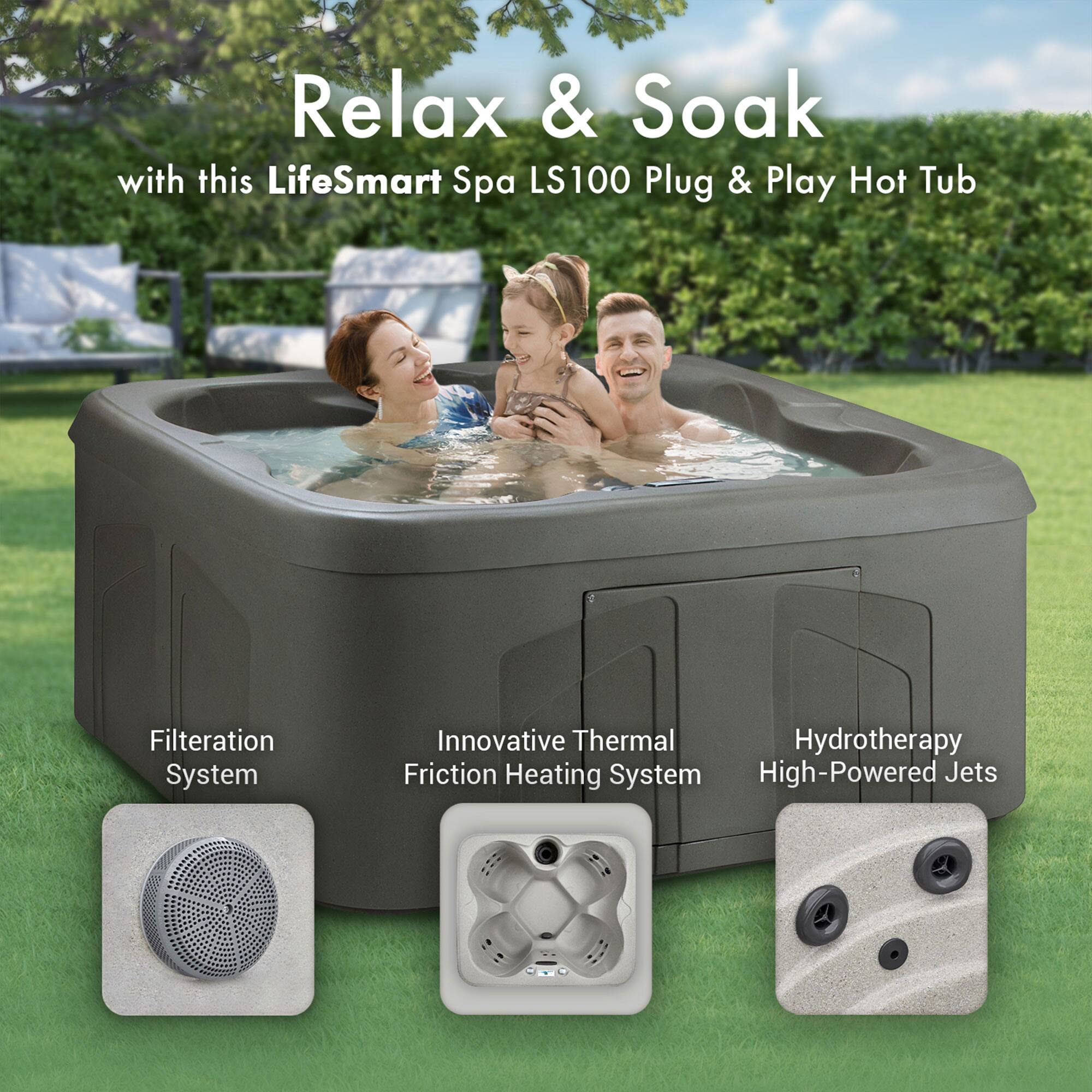 Relax & Soak with this LifeSmart Spa LS100 Plug & Play Hot Tub

- Filtration System
- Innovative Thermal Friction Heating System
- Hydrotherapy High-Powered Jets
