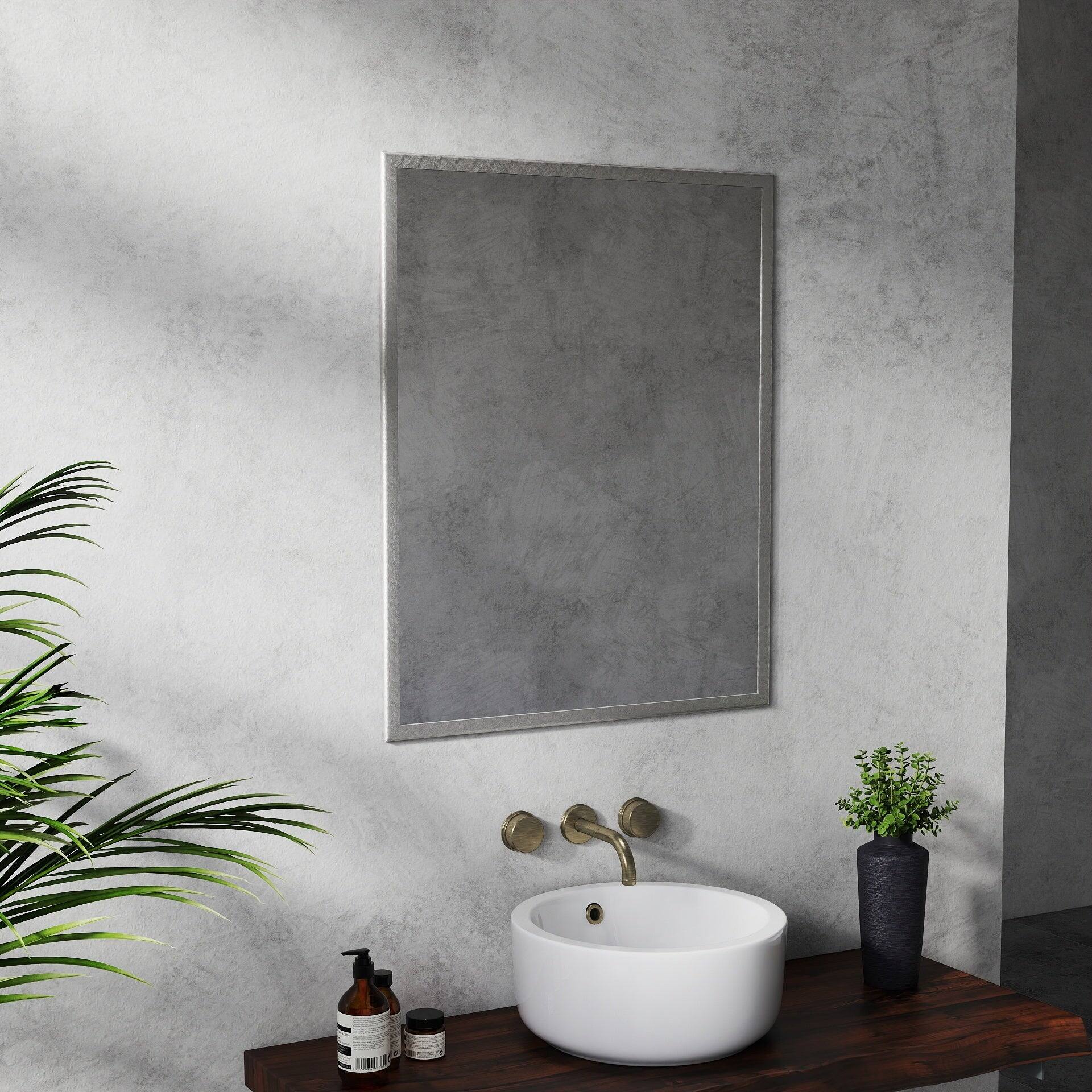 Alt View 2. BreeBe - Revamp Your Bathroom with This Compact Yet Stunning 24-inch Aluminum Silver Mirror! - White.
