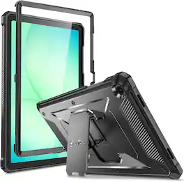 Fintie - Shockproof Case for Samsung Galaxy Tab A11+/A9+ 11 Inch, Tuatara Rugged Hybrid TPU+PC Cover, Built-In Screen Protector - Black