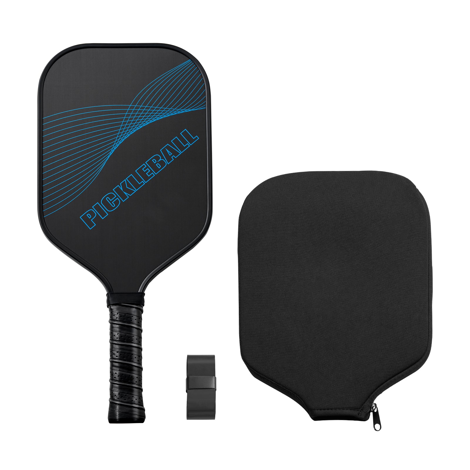 Front. VEVOR - Pickleball Paddle, T700 Carbon Fiber Surface & Honeycomb Core, Professional Pickleball Paddle - Black,Blue.