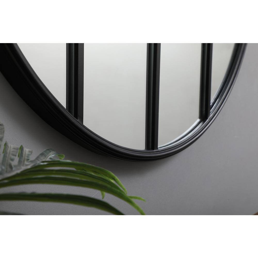 Left. Elegant Decor - Metal windowpane mirror 32 inch x 32 inch in Black - Black.