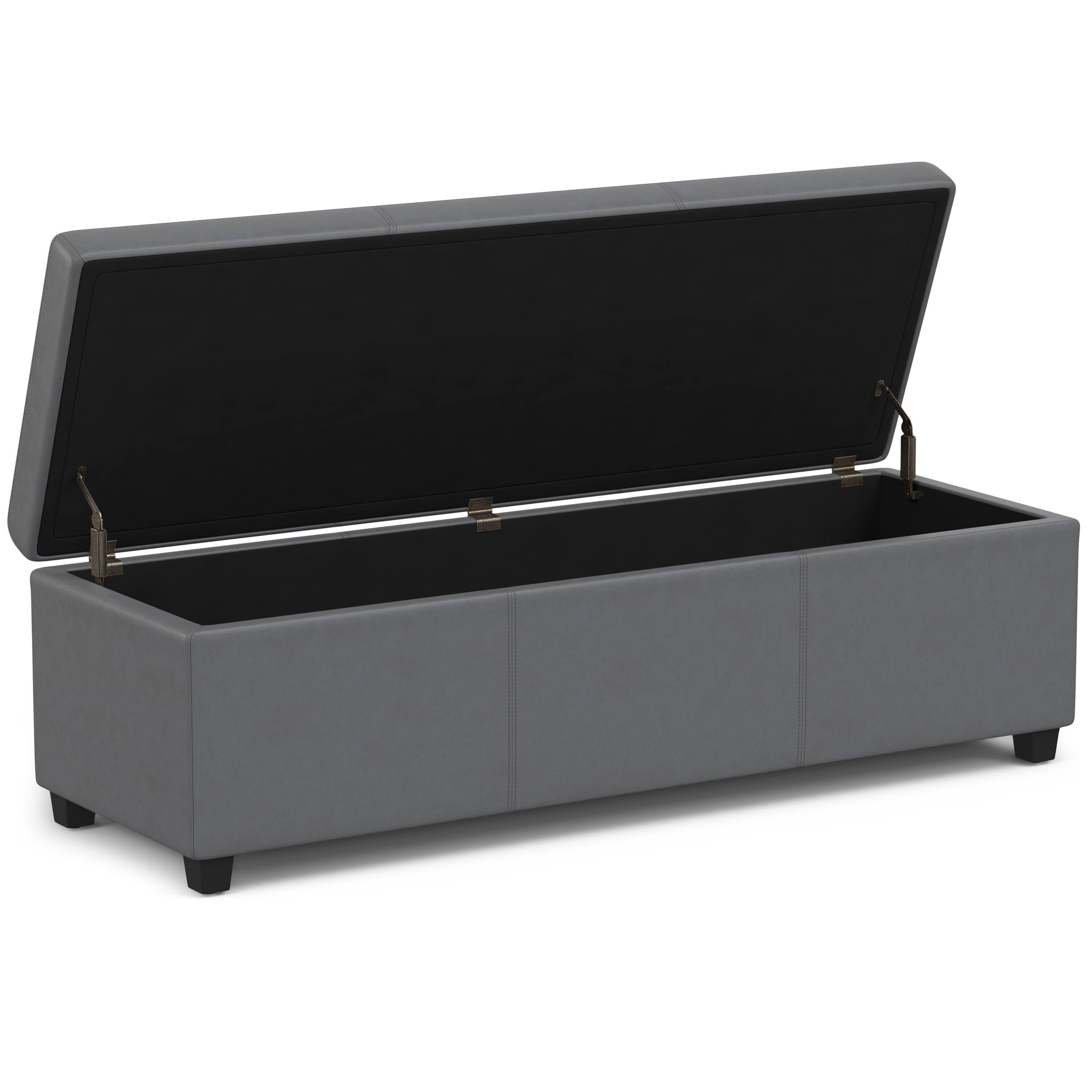 Alt View 11. Simpli Home - Avalon Extra Large Storage Ottoman Bench - Stone Grey.
