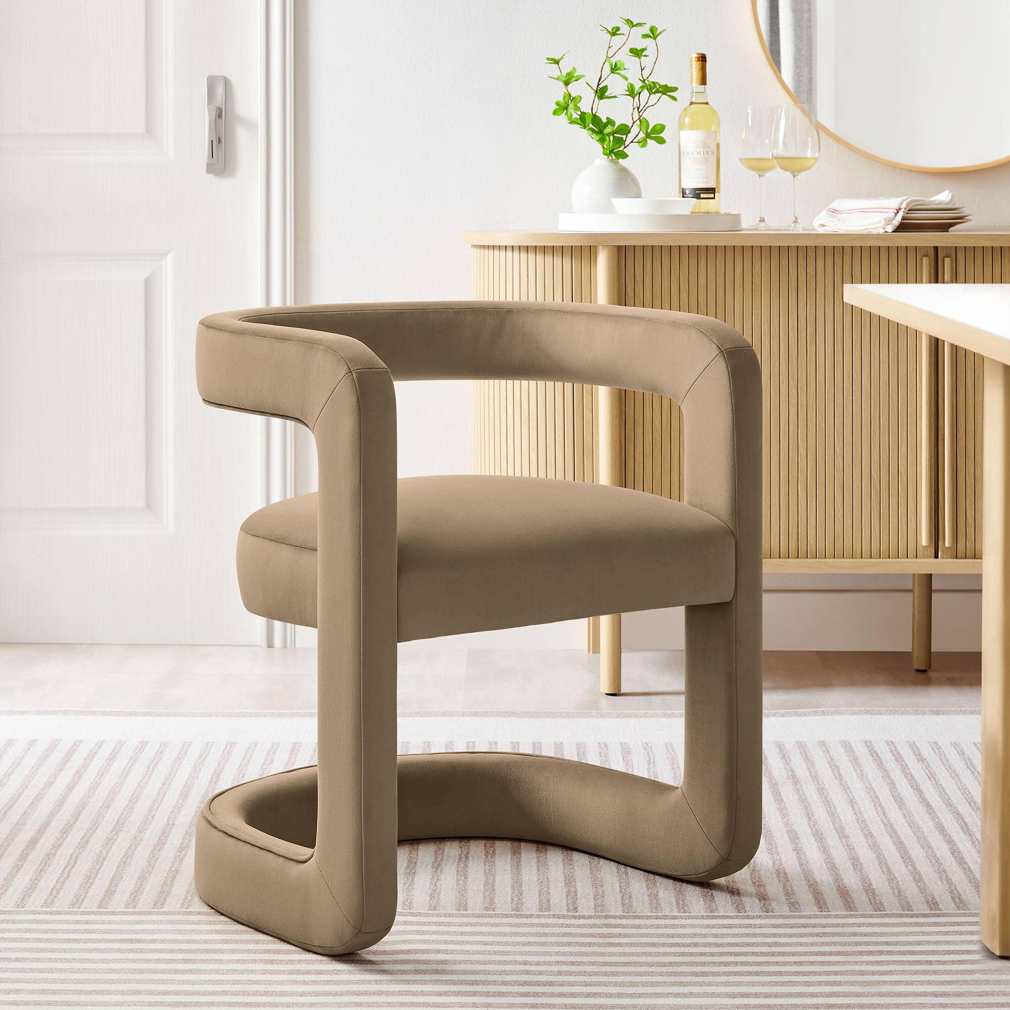 Alt View 6. Modway - Winslow Barrel Performance Velvet Dining Chair  by Modway - Brown.