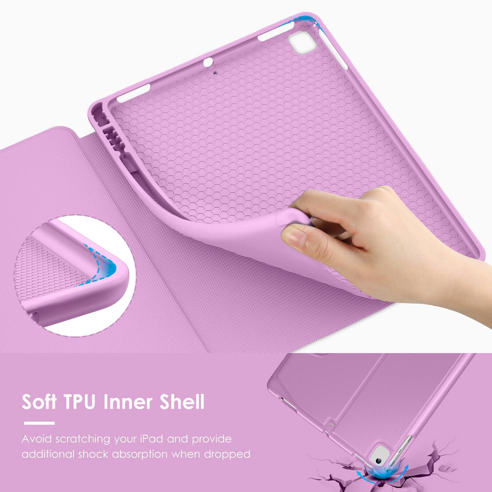 Soft TPU Inner Shell

Avoid scratching your iPad and provide additional shock absorption when dropped.