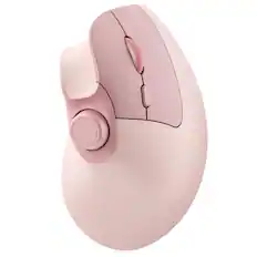 Front. PRIMEPLUS - Vertical Ergonomic Mouse, Wireless Bluetooth, Rechargeable, Volume Knob, Silent, 3-Device for PC/Mac - Pink.