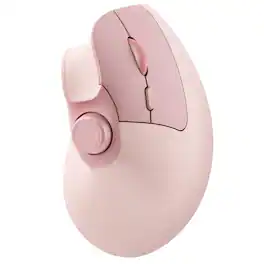 PRIMEPLUS - Vertical Ergonomic Mouse, Wireless Bluetooth, Rechargeable, Volume Knob, Silent, 3-Device for PC/Mac - Wireless - Pink