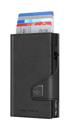 Tru Virtu - CLICK & SLIDE Nappa Wallet - Black/Black