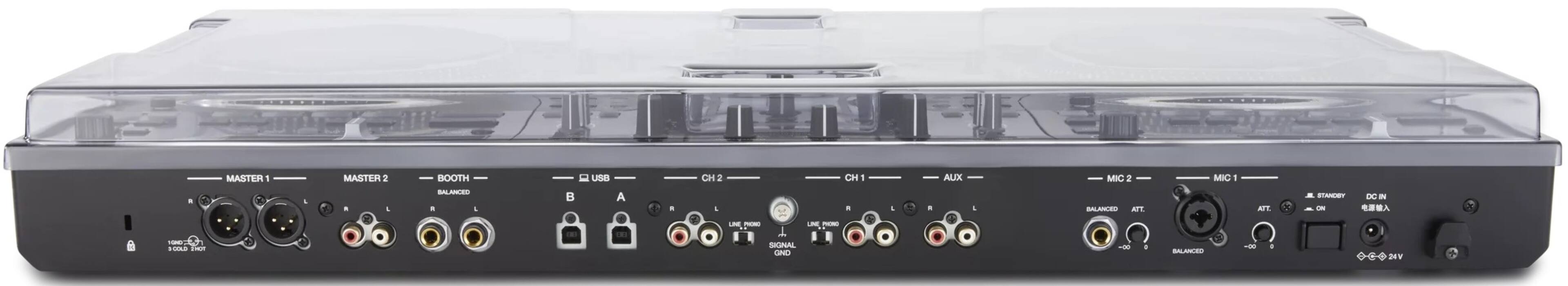 MASTER 1  
R L  
10KΩ 3 COLD 2 HOT  

MASTER 2  
R L  

BOOTH  
BALANCED  
R L  

USB  
A B  

CH 2  
LINE PHONO  
R L  
SIGNAL GND  

CH 1  
LINE PHONO  
R L  
SIGNAL GND  

AUX  
R L  

MIC 2  
BALANCED ATT.  
-∞ 0  

MIC 1  
BALANCED  
-∞ 0  

STANDBY ON  
DC IN  
24V