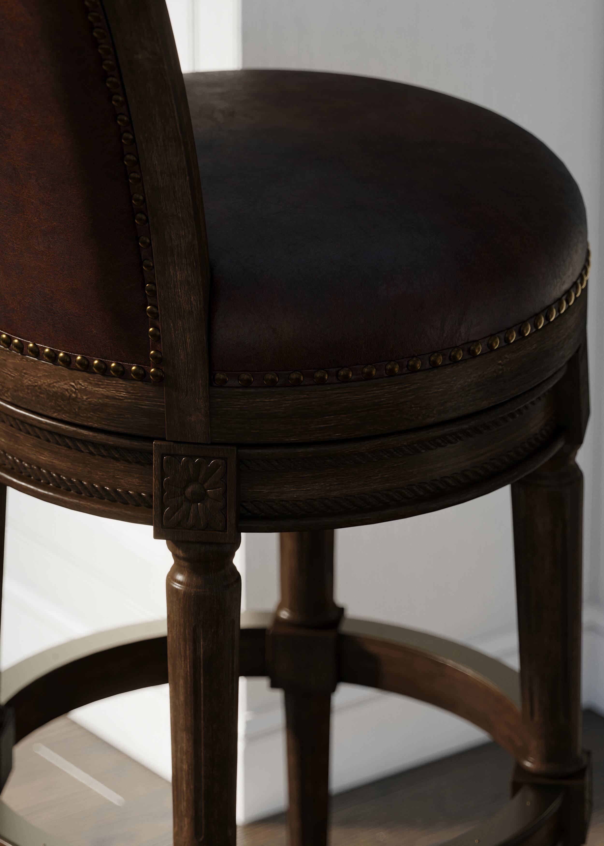 Left. Maven Lane - 31" Pullman Bar Stool In Dark Walnut Finish With Vegan Leather - Dark Walnut.