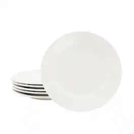Elama - Ophelia 6 Piece Stoneware Salad Plate Set - White
