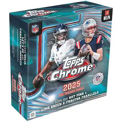 Topps Chrome 2025 NFL Trading Cards & Look for Hot Pink & Lime Green X-Fractor Parallels