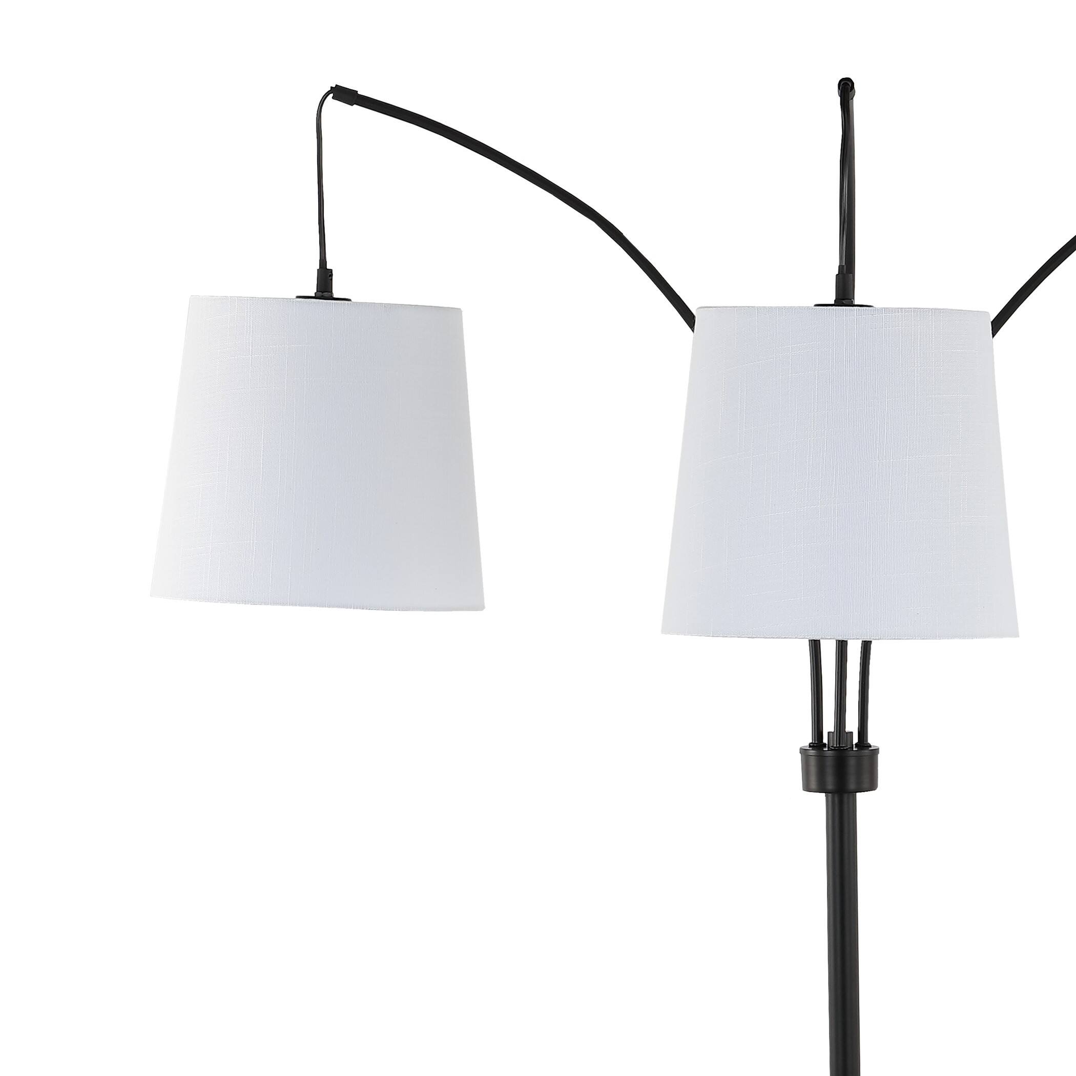 Alt View 4. Jonathan Y - Sylva 72.5" 3-Light Mid-Century Modern Head-Adjustable Iron LED Arc Floor Lamp, Black - Black.