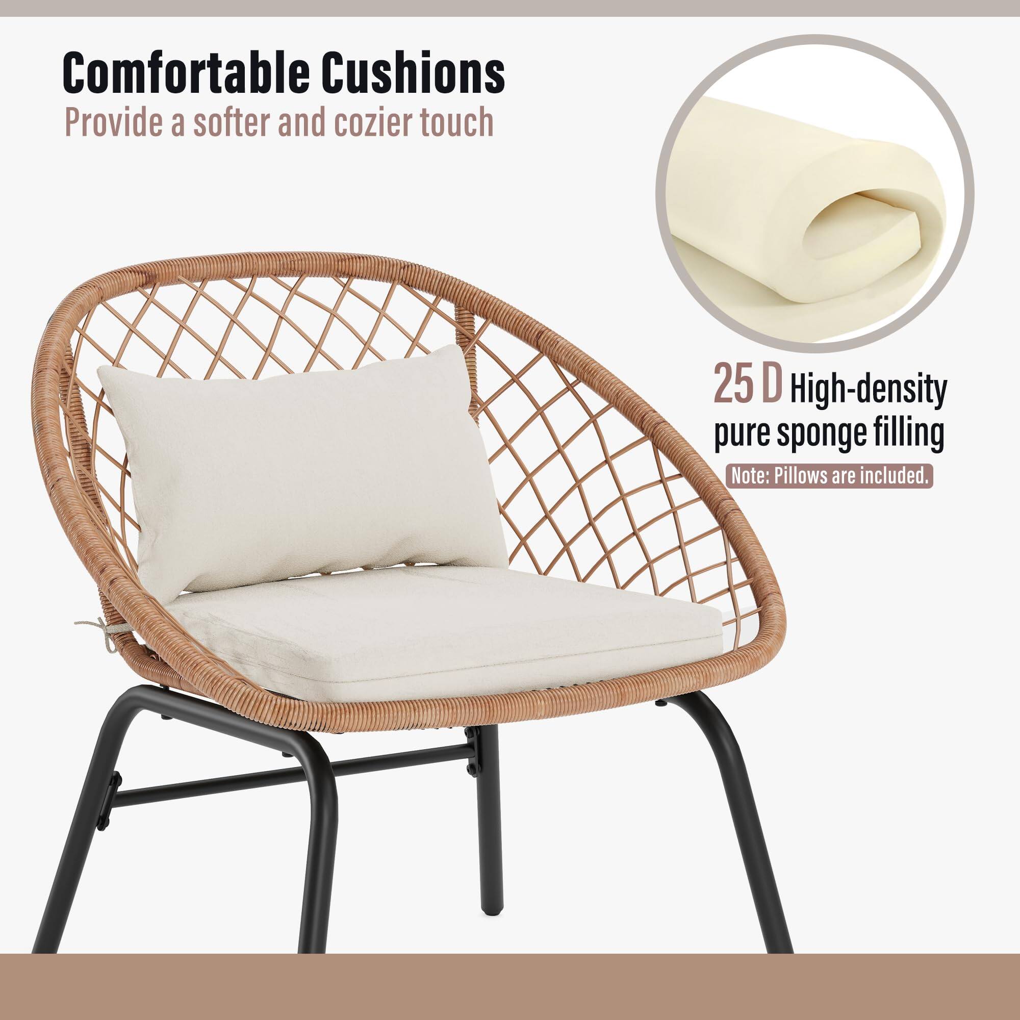 Comfortable Cushions  
Provide a softer and cozier touch  

25 D High-density pure sponge filling  
Note: Pillows are included.
