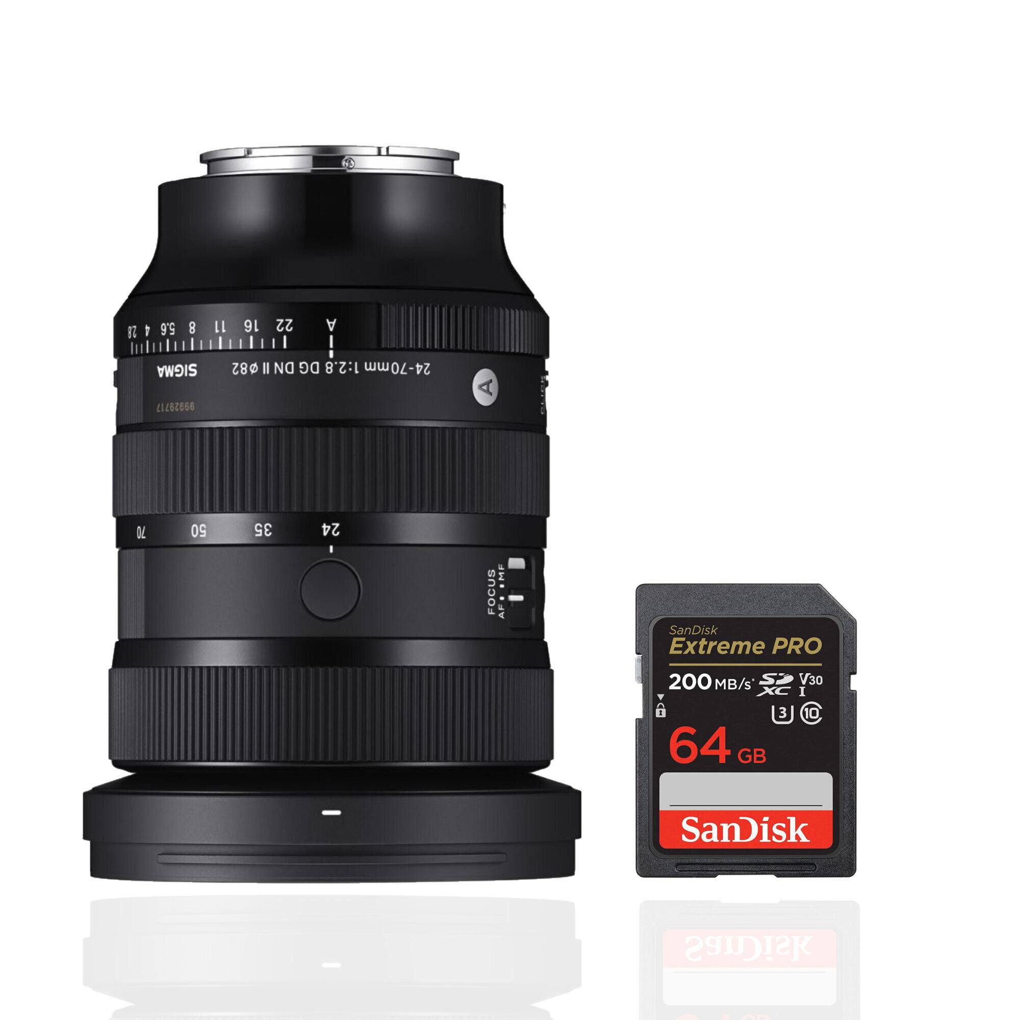 Sigma - 24-70MM F2.8 DG DN II ART Lens, Sony E Mount + SanDisk 64GB Extreme Pro SDXC UHS-I Memory Card