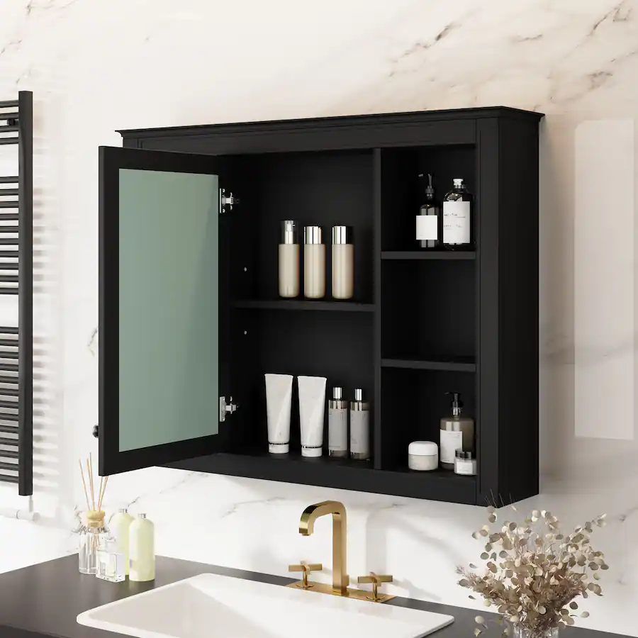 Bath Time Visual MERAVOM 35'' x 28'' Medicine Cabinet, Wall Mounted Bathroom Storage ...