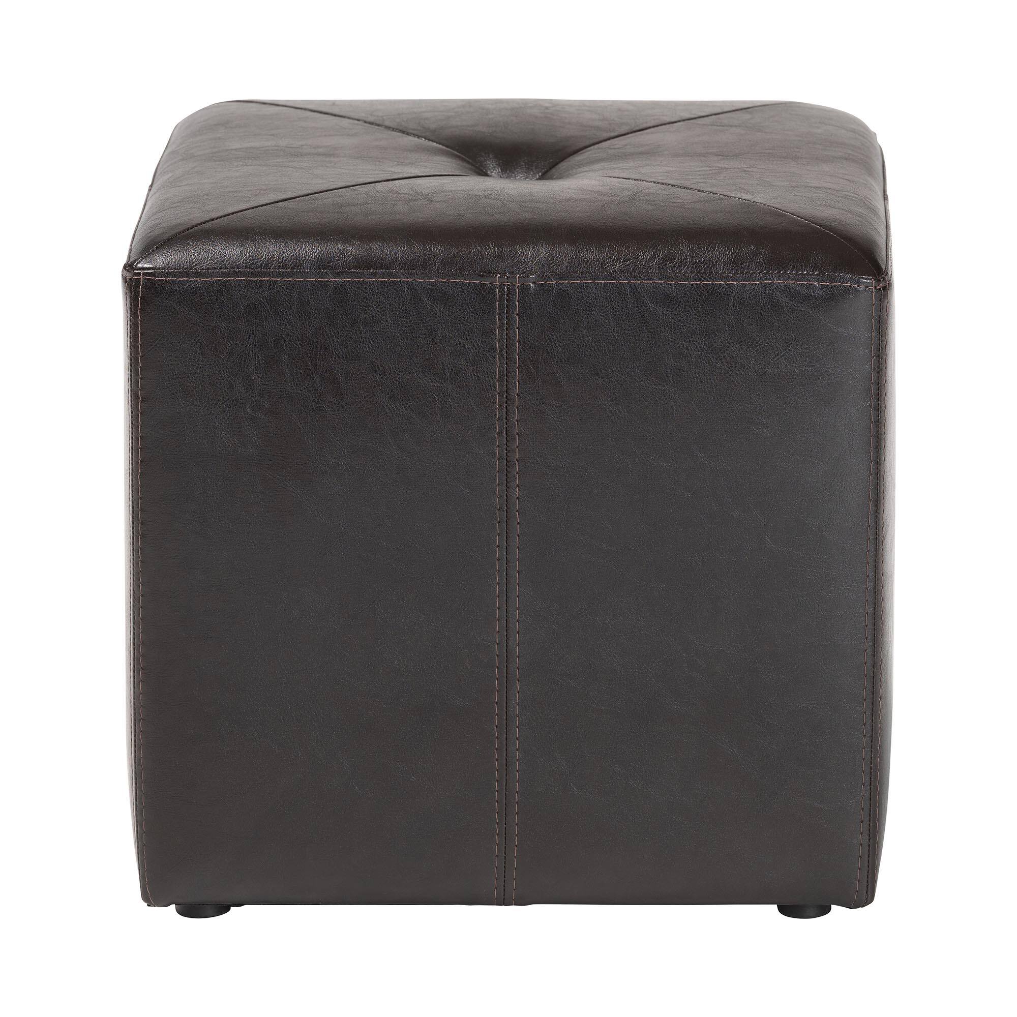 Angle. Baxton Studio - Aric Bonded Leather Ottoman - Dark Brown.