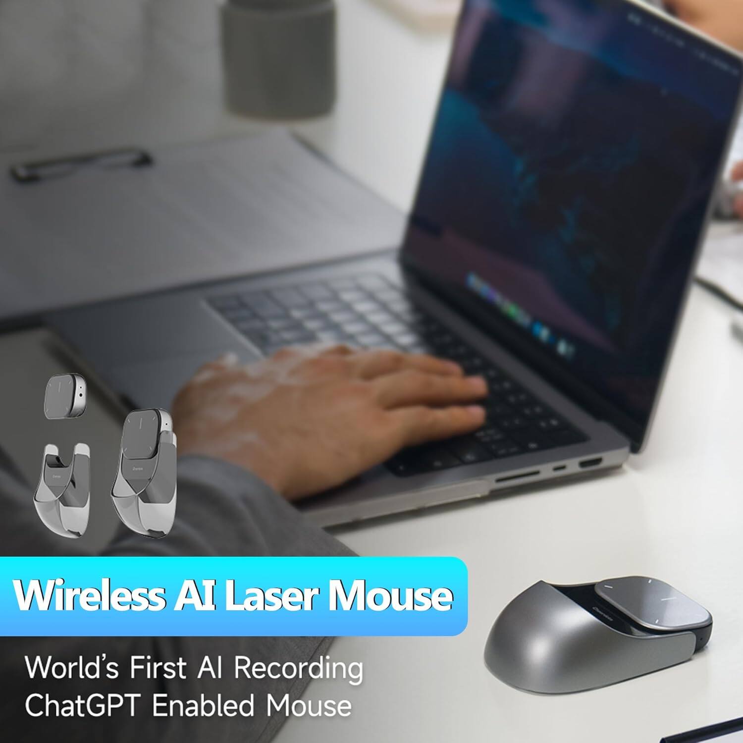 Wireless AI Laser Mouse  
World's First AI Recording ChatGPT Enabled Mouse