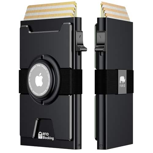 Vulpecula Spade - Smart Airtag Wallet Men: Metal Wallet with Airtag Holder - Apple Air Tag Wallet for Men Airtag, Slim Minimalist Pop Up - A1-Black